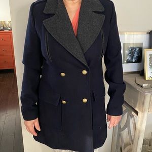 Pull and Bear wool coat military style navy
